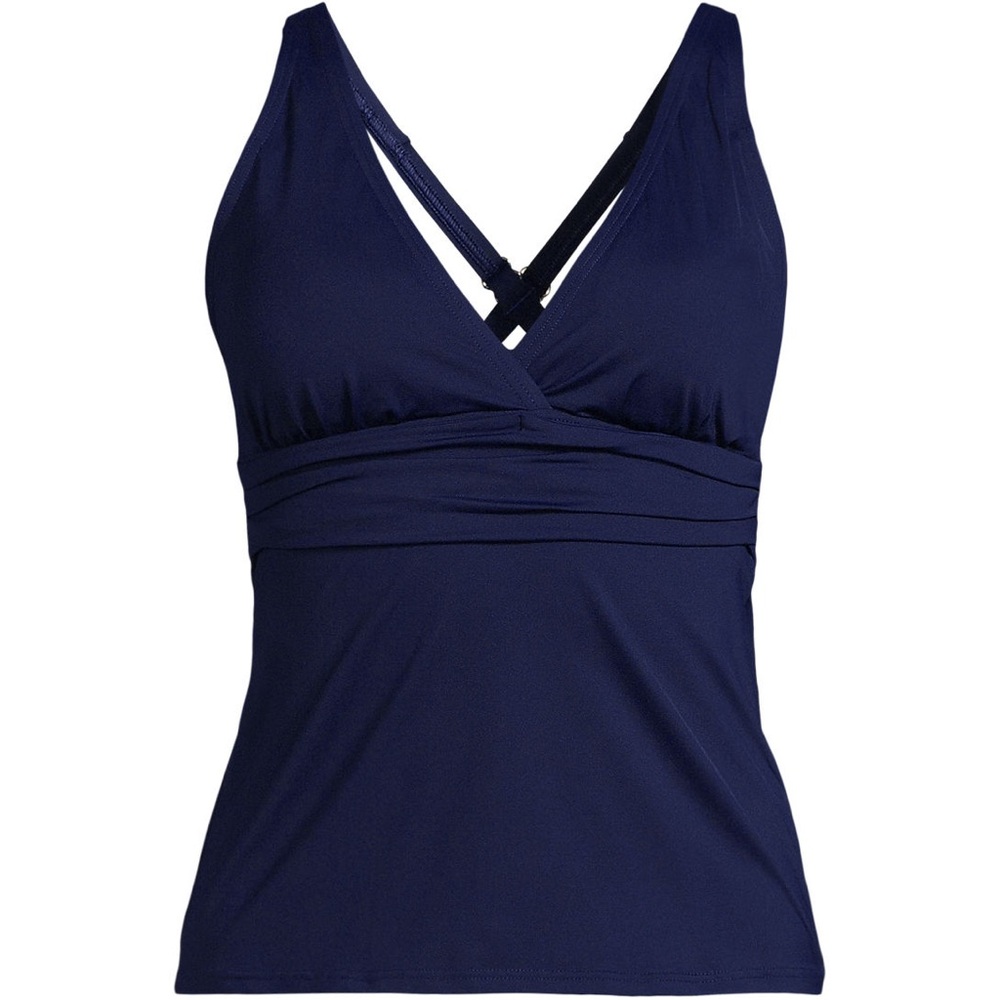 Lands end v neck plunge navy tankini swimsuit top size m 10-12 - Picture 4 of 4